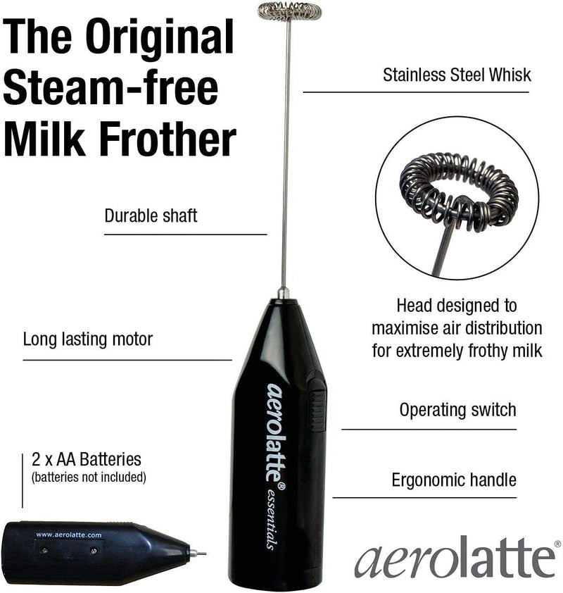 Aerolatte Essentials Steam-Free Milk Frother, Black