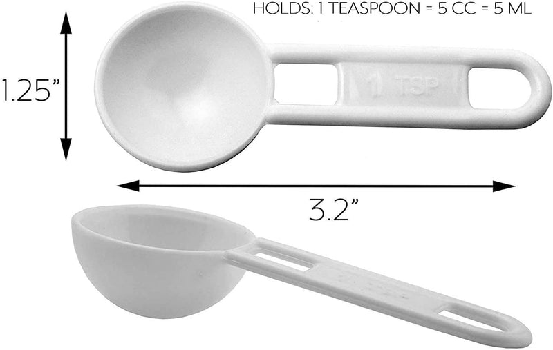 Bulk Pack of Teaspoon Measuring Spoons (24-Pack); 5 ml / 5 cc Scoops Which Fit Inside a Spice Bottle