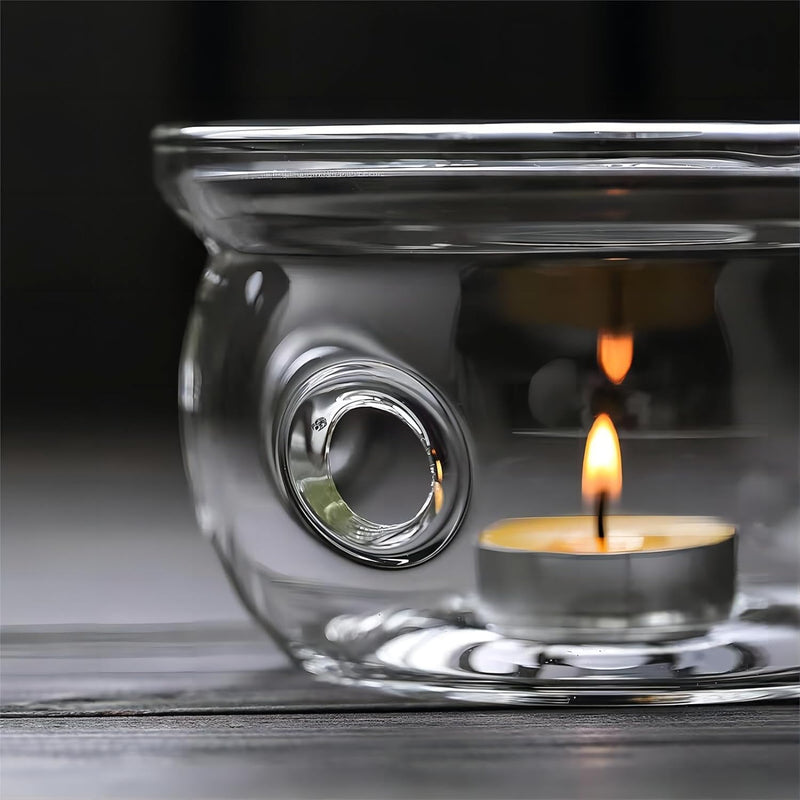 Glass Teapot Warmer, High Heat Resistant Borosilicate Glass Tea Light Warmer, 6 Inches, Candles not Included