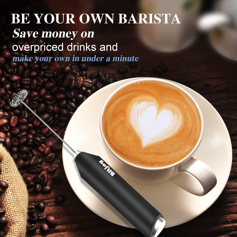 Milk Frother Electric Mixer Coffee - Battery Operated Whisk Handheld Drink Stirrer Mixing Wand - Mini Coffee Foam Blender Hand Held for Matcha, Latte, Cappuccino, Frappe, Chocolate
