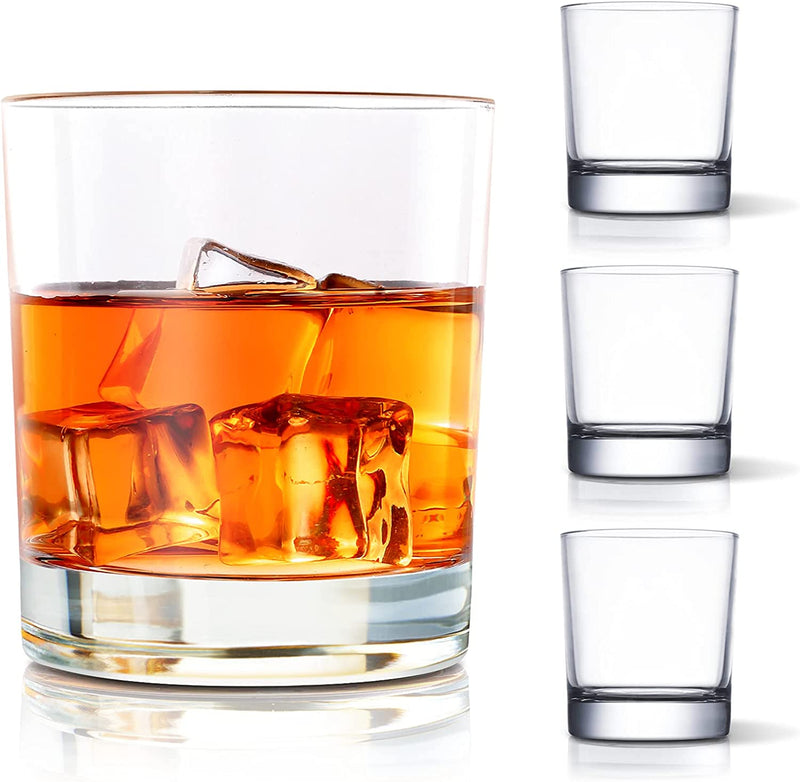 COPLIB Whiskey Glasses Set of 4-11 OZ Old Fashioned Glasses/Premium Crystal Glasses, Perfect for Whiskey Lovers, Rocks Glasses for Scotch, Bourbon, Liquor, Rum, and Cocktail Drinks - Classic