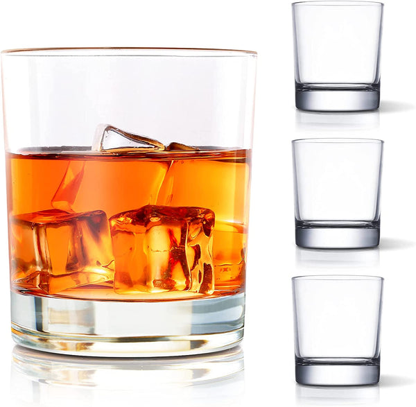 QUMMFA Whiskey Glasses, Set of 8 Cocktail Glasses in Gift Box, 11 oz Old Fashioned Glasses for Drinking Scotch Bourbon Cognac Vodka Rum Liquor
