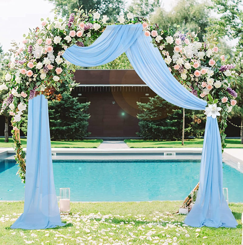 Wedding Arch Drapes - 2 Panels 24Ftx20Ft Baby Blue Chiffon Fabric