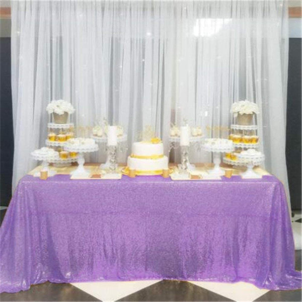 Lavender Sequin Tablecloth - 60x102 inch for Wedding or Event