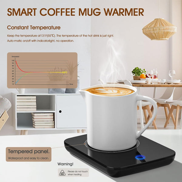 Misby Coffee Warmer for Desk Mug Warmer with Automatic Shut Off Electric Beverage Warmer Plate for Coffee,Cocoa,Tea,Water and Milk (Black)