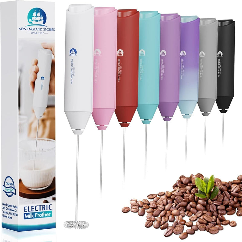 Powerful Milk Frother Handheld Foam Maker, Mini Whisk Drink Mixer for Coffee, Cappuccino, Latte, Matcha, Hot Chocolate, No Stand, Black