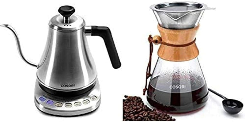 COSORI Electric Gooseneck Kettle with 5 Variable Presets, 100% Stainless Steel Inner Lid & Bottom, 0.8L, Pour Over Coffee Maker with Stainless Steel Filter, 34oz