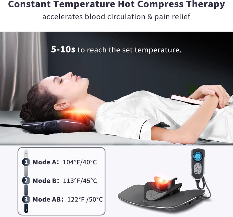 Twinklepoch Neck Stretcher for Dynamic Lifting and Exercising Cervical, Neck Massager of 3 Modes Electrotherapy and Relaxing Hot Compress, 104 to 122℉(40 to 50℃)