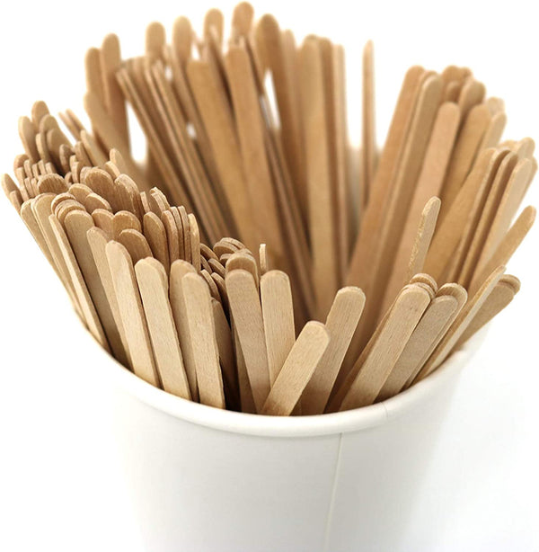 Wood Coffee Stirrers Stir Sticks - 1,000 Biodegradable Disposable Wooden Beverage Mixer with Round Ends, Made with Natural Birch Wood, Eco-Friendly BPA Free Swizzle Drinks Sticks (5.5 Inch)