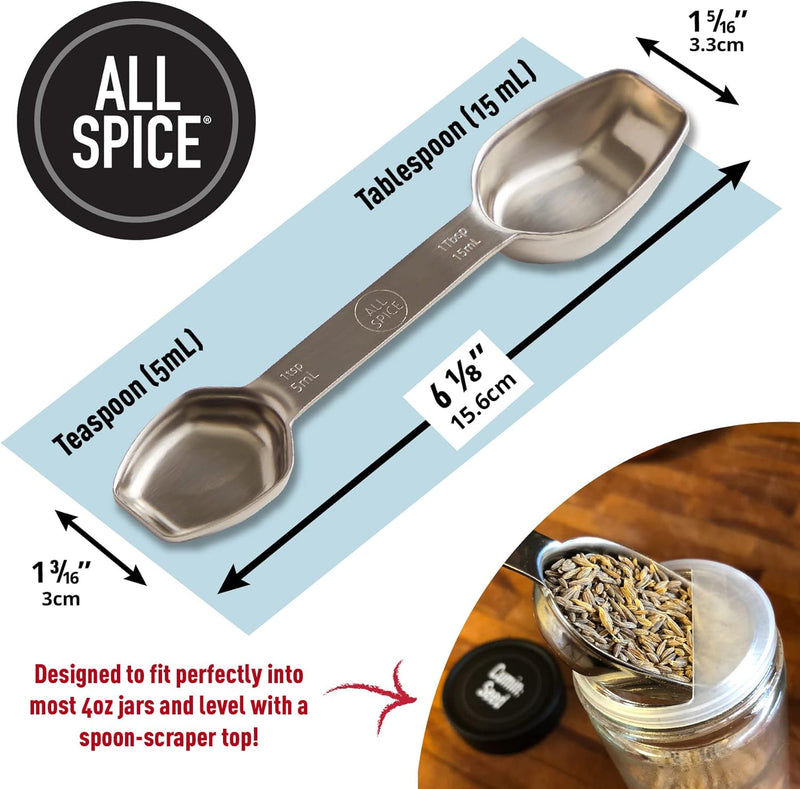 AllSpice Stainless Steel Double Sided Measuring Spoon- Teaspoon and Tablespoon