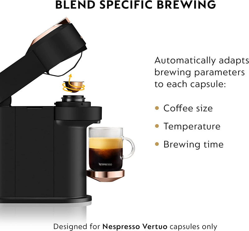 Nespresso Vertuo Coffee and Espresso Maker, Machine Only, Black Matte Rose Gold