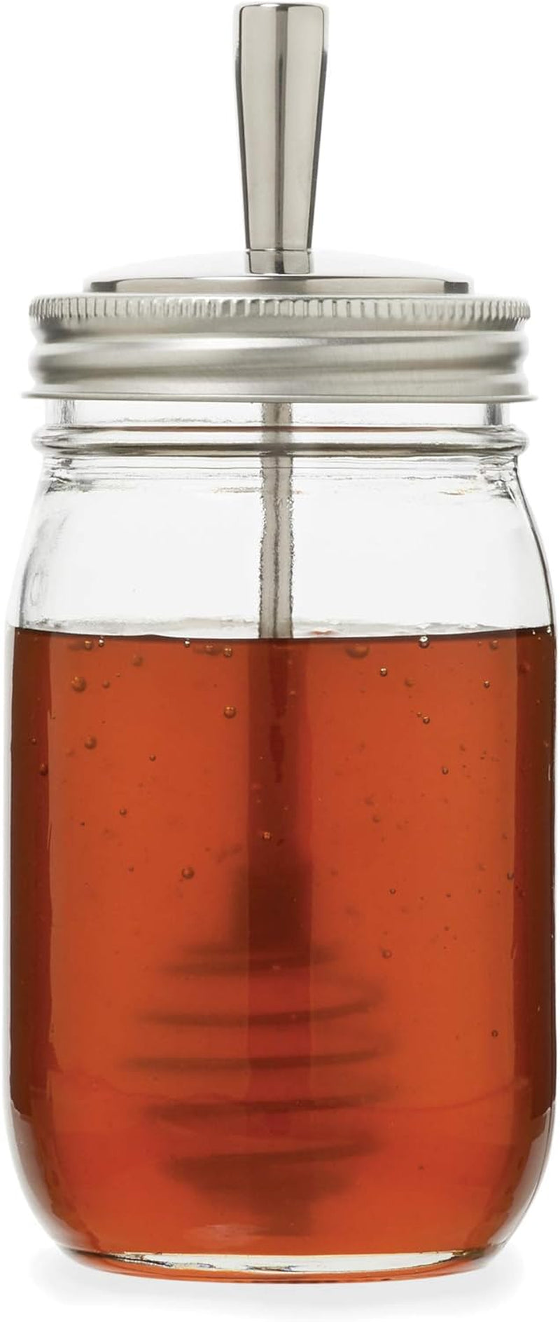 Jarware Honey Dipper Lid for Regular Mouth Mason Jars, Orange, 16-Ounce