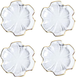 WAIT FLY Clear Glass Tea Cup Coasters Tea Bag Holders Dessert Caddy Plates Saucer Set-D-6 PCS