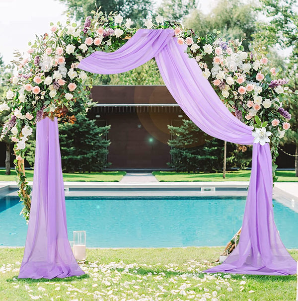 Lavender Chiffon Wedding Arch Drapes - 2 Panels 24x20ft - Sheer Backdrop for Ceremony Arbor Decoration