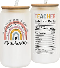 Teacher Appreciation Gifts - Teacher Gifts for Women - Thank You Teacher Gifts for Women, Gifts for Teachers Women - Teacher Gifts For Christmas, Teacher Christmas Gifts for Women - 16 Oz Can Glass