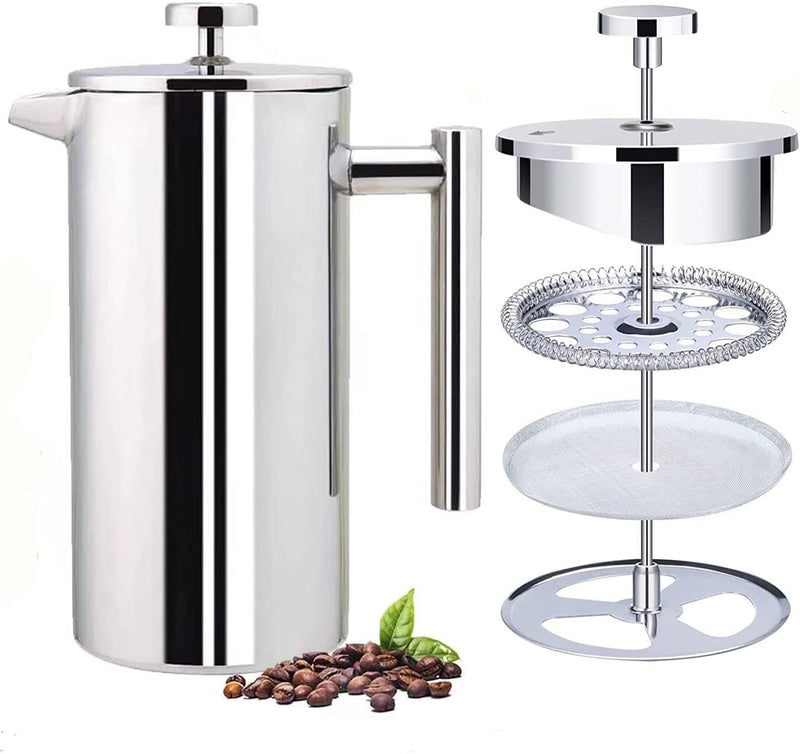 Vegoran Large French Press Coffee Maker - Coffee Press, 304 Stainless Steel French Press Large- Insulated French Coffee Press…