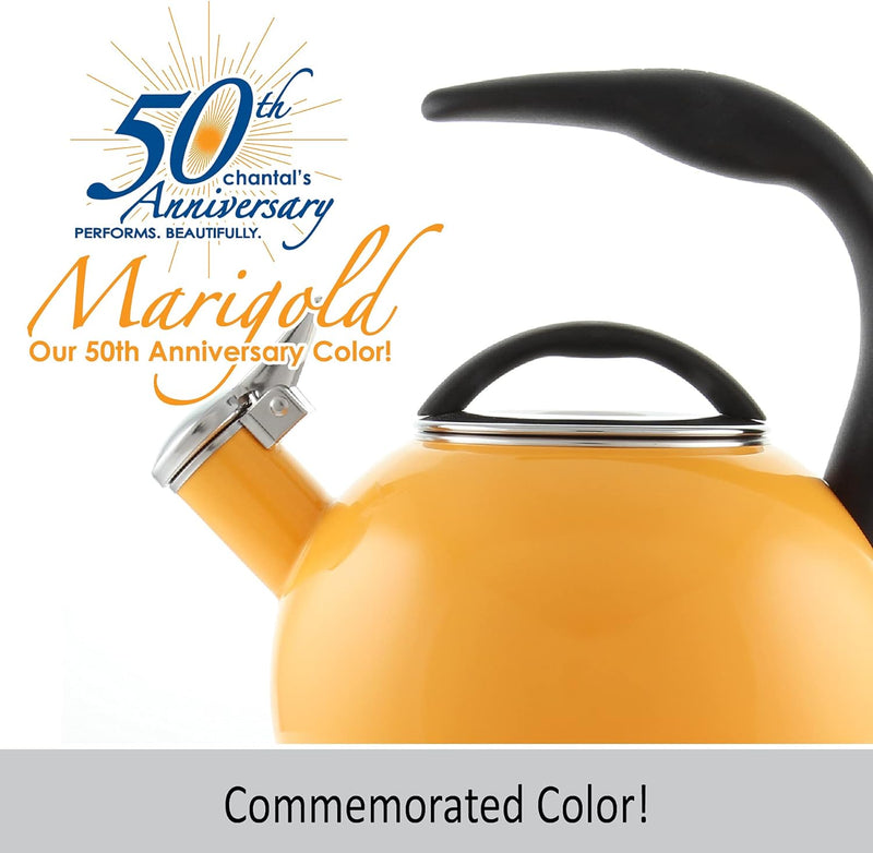 Chantal Anniversary Enamel on Steel Whistling Teakettle, 2 Quart, Marigold