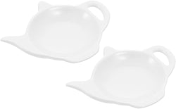 Anneome 2pcs Ceramic Tea Bag Saucer Teabag Container Tea Bag Holders Teabag Storage Ceramic Tea Bag Coasters Mini Appetizer Plates Teapot Tea Bag Holder White Cupboard Products Ceramics