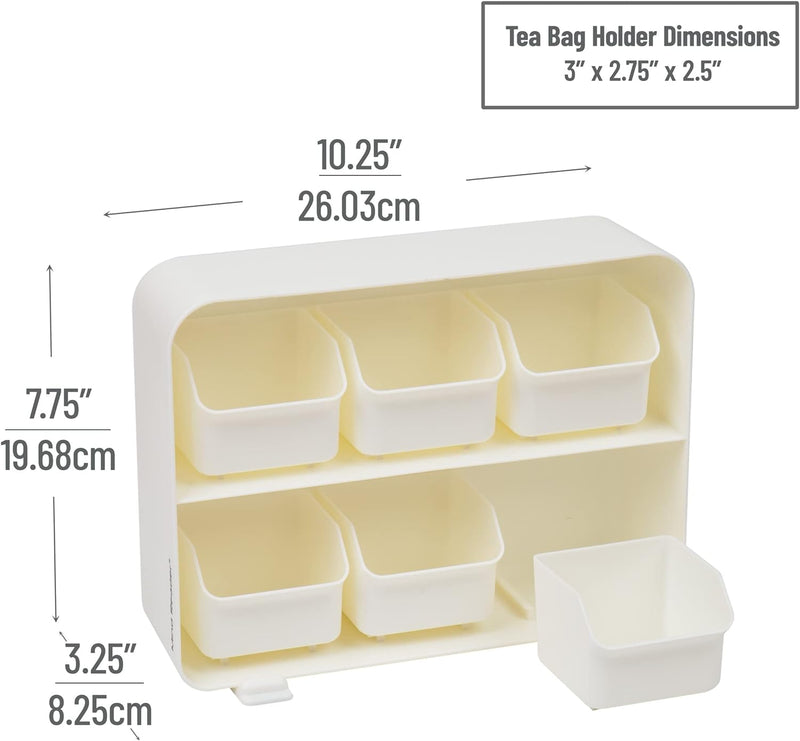 Mind Reader 6 Drawer Tea Bag Holder and Organizer, White