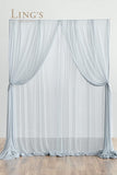 2 Layer Wedding Backdrop Curtains Wrinkle-Free 10Ft X 10Ft Chiffon Fabric Drapes for Bridal Shower Baby Shower Wedding Arch Party Stage Decoration - Dusty Blue