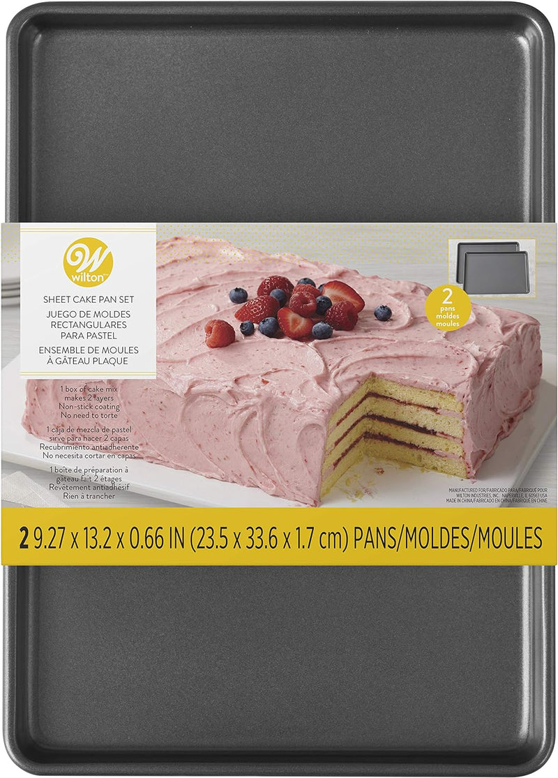 Wilton Easy Layers Sheet Cake Pan, 2-Piece Set, Rectangle Steel Sheet Pan