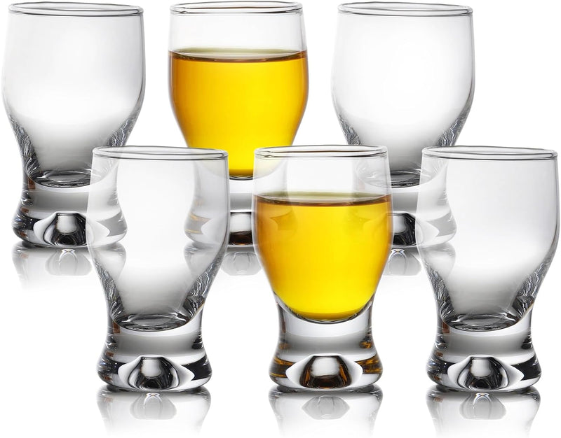 QUAFFER Shot Glass Set of 4 – Elegant Clear Shot Glasses 2 oz – Classic Whisky Vodka Tequila Sherry Brandy Cordial Mini Snifters Glasses - Perfect for Parties, Bars, Events, Home Bar