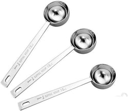 Jasni Stainless Steel 1 Tablespoon Measuring Coffee Scoop Spoon, Set of 3