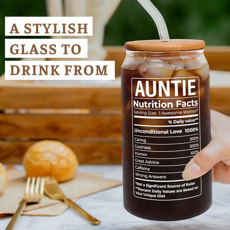 Aunt Gifts - Aunt Gifts from Niece, Nephew - Gifts for Aunt, Auntie Gifts - Aunt Birthday Gift, Christmas Gifts for Aunt, Aunt Christmas Gifts - Gifts for New Aunt, To Be Aunt - 16 Oz Can Glass