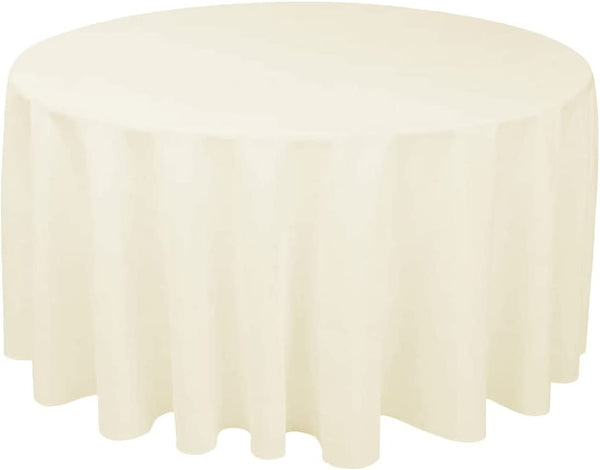 10-Pcs 120 Round Ivory Polyester Tablecloth - Wedding Restaurant Banquet or Party - Machine Washable