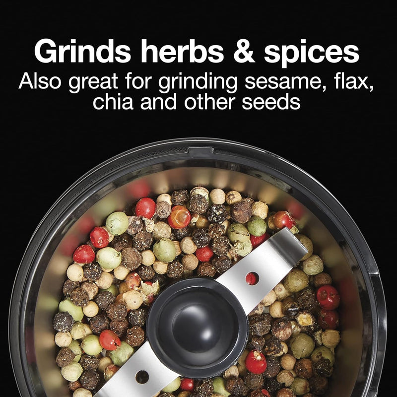 Proctor Silex Fresh Grind 4oz Electric Coffee Grinder for Beans, Spices and More, Retractable Cord, Stainless Steel Blades, Black