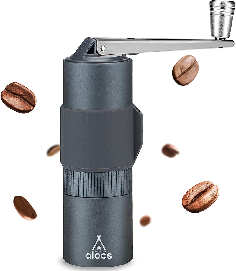 ALOCS Manual Coffee Grinder with Adjustable Setting, Hand Coffee Grinder with CNC Stainless Steel Conical Burr, Portable Manual Coffee Bean Grinder for Home, Office and Camping