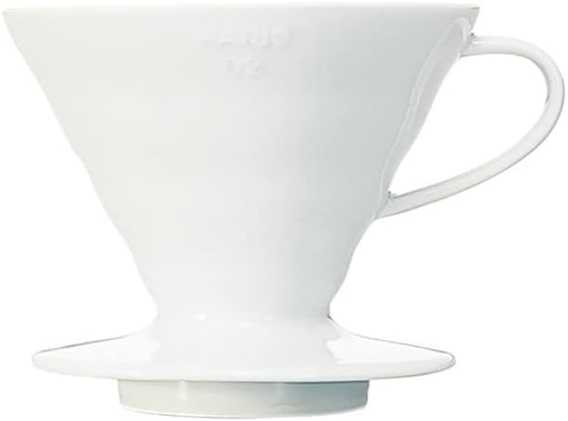 Hario V60 Ceramic Coffee Dripper Pour Over Cone Coffee Maker Size 02, White