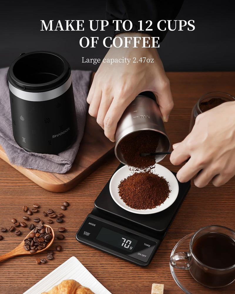 SHARDOR Coffee Bean Grinder Electric for Espresso, Silent Spice Grinder for Quiet Grinding, Herb Grinder for Home Use with Removable Stainless Steel Bowl, Black