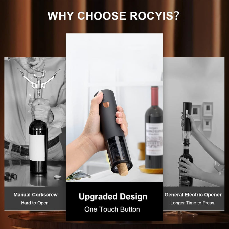Electric Wine Opener-Wine Gifts-Automatic Wine Opener Rechargeable-Cordless Electric Corkscrew-Wine Bottle Opener with Foil Cutter, 2 in 1 Aerator Pourer, Vacuum Stopper, Gift Box