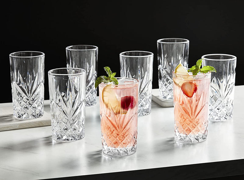 Godinger Highball Glasses, Tall Drinking Glasses for Water, Juice, Cocktails, Beer or Wine - Set of 4