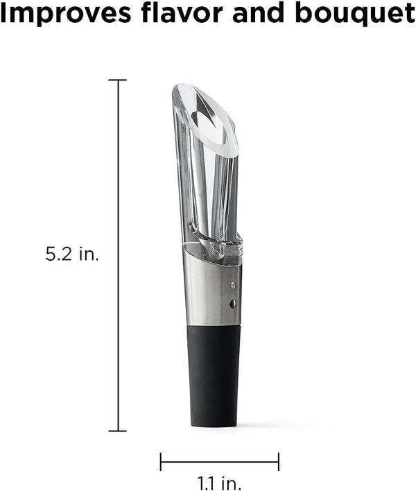 Rabbit W6127 Wine Aerator and Pourer, 1.1 x 1.1 x 5.2 inches, Clear/Stainless Steel