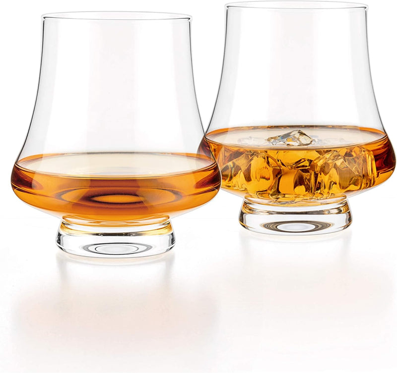 LUXBE - Bourbon Whisky Crystal Glass Snifter, Set of 4 - Wide Tasting Glasses - Handcrafted - Good for Cognac Brandy Scotch - 9-ounce/260ml