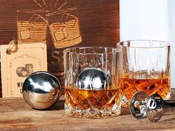 Gifts for Men Dad Husband, Father's Day Anniversary Birthday Gifts for Him Boyfriend, Stainless Steel Whiskey Glasses and Whiskey Stones Set, Cool Burbon Scotch Cocktail Set Gifts