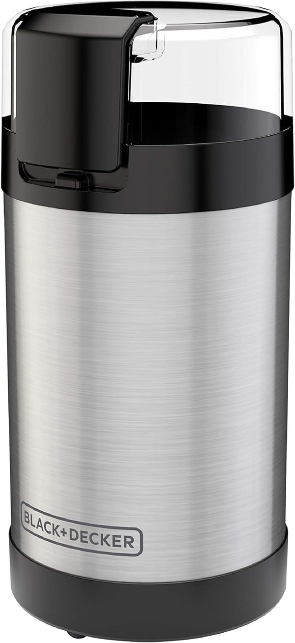 BLACK+DECKER Grinder One Touch Push-Button Control, 2/3 Cup Coffee Bean Capacity, Stainless Steel
