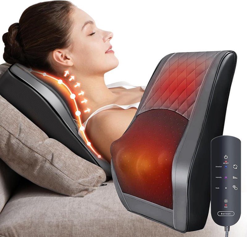 Boriwat Massager with Heat, 3D Kneading Massage Pillow for Neck, Shoulder, Leg Pain Relief, Gifts for Men Women Mom Dad, Stress Relax at Home Office and Car