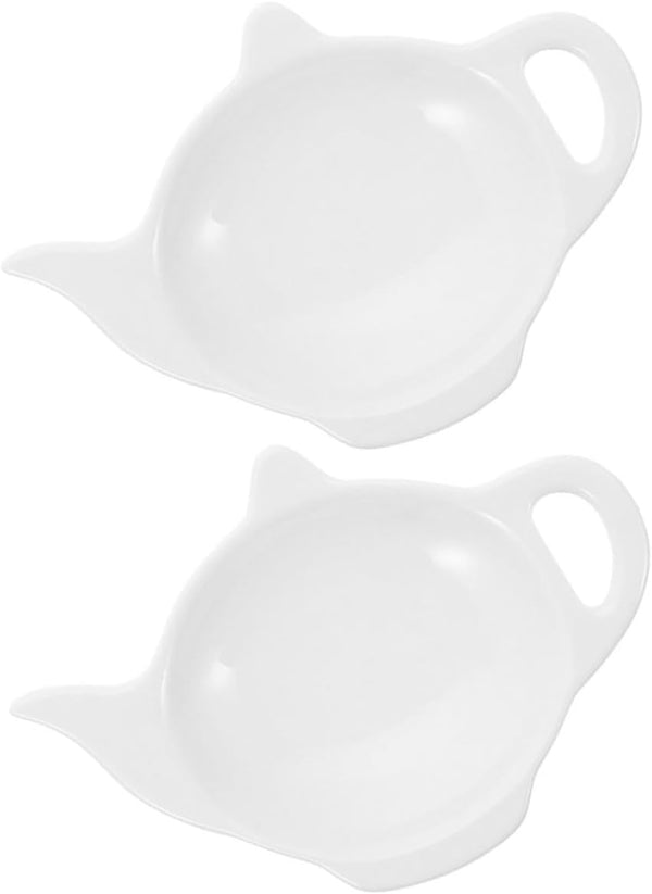 FELTECHELECTR 2pcs Ceramic Tea Bag Saucer Cute Spoon Rest Coffee Coasters Ceramic Tea Bag Plate Ceramic Tea Bag Coasters Tea Holder Plate Snail Tea Bag Holder Storage Sushi Plate White Ceramics