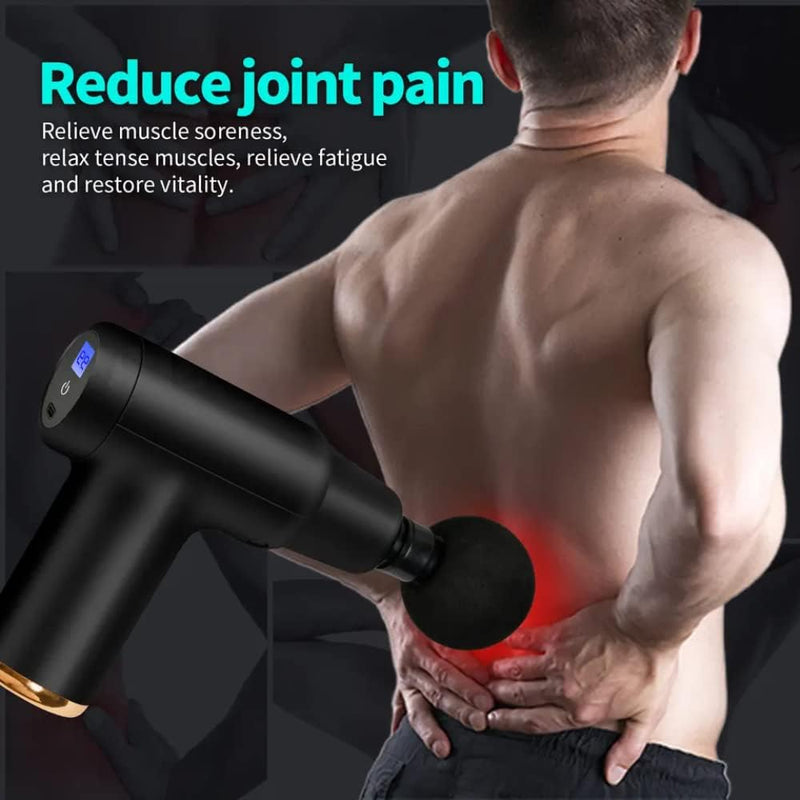 GLDN Mini Massage Gun, Handheld Percussion Deep Tissue Massager with High Definition LCD Touch Display, Multiple Massage Heads for Back Pain, Neck Pain, Arthritus & Muscle Soreness