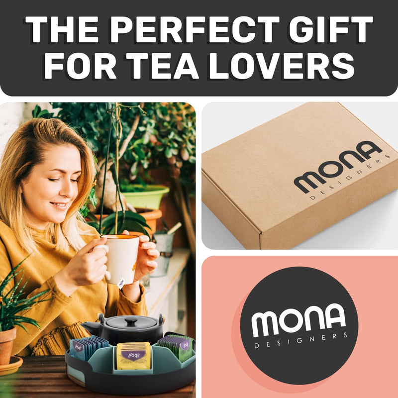 Mona Magnetic Tea Bag Organizer - Set of 6 Individual Tea Bag Holders for The Refrigerator, Counter or Kitchen Shelf. Stylish & Practical Gift for Tea Lovers (Sage)