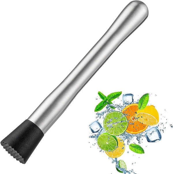 Wepikk Cocktail Muddler Stainless Steel 8 Inch Fruit Ice Crusher Bar Tools Bartender Set 1 Pcs for Mojito Mint and Other Fruit Based Drinks