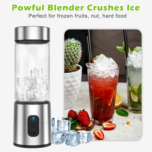 Portable Personal Small Blenders for Smoothies: Mini Electric Juice Smoothy Maker with 14 Oz, Rechargeable Cordless Fruit Ice Crusher, for Travel Beach Office Sports Use