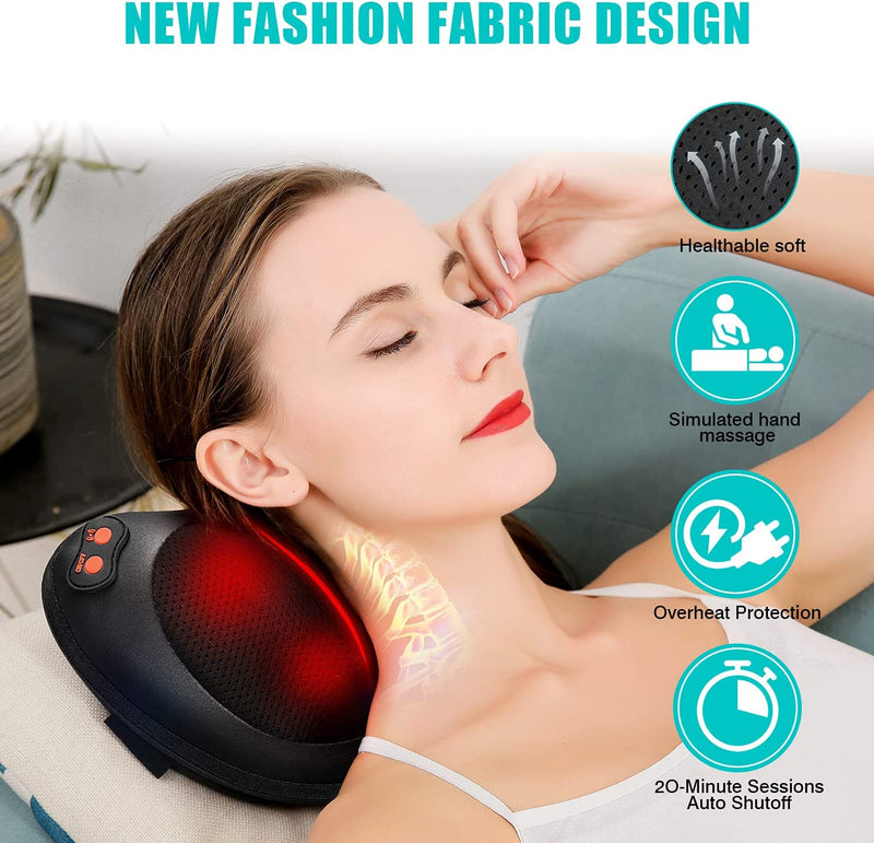 iKristin Back Massager, Shiatsu Neck Massager with Heat, Electric Back Massager for Shoulder, Back, Leg, Deep Tissue Kneading Massage to Relief Muscles, Massage Pillow Gift for Mom/Dad/Women/Men