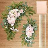 Artificial Wedding Arch Flowers Kit (Pack of 3), Blush Pink Wedding Arch Draping Fabric Wedding Flowers Garlands Floral Arrangement Swag for Ceremony and Reception Backdrop Decoration