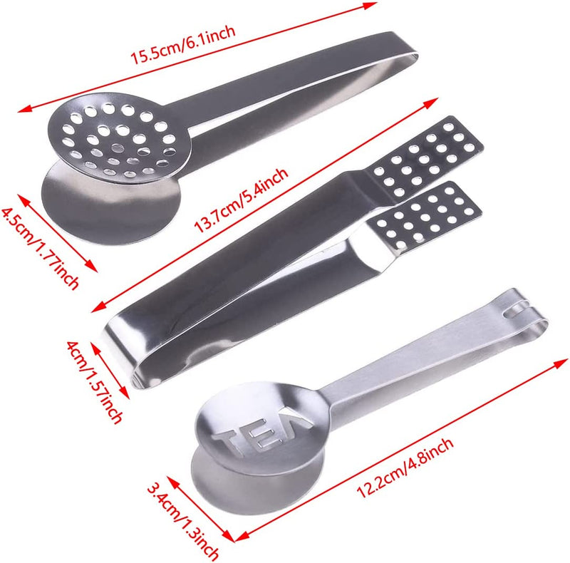 Haishell 3 Pcs Stainless Steel Tea Bag Tongs Teabag Squeezer Strainer Holder Grip Metal Spoon Mini Sugar Clip Kitchen Bar Tools