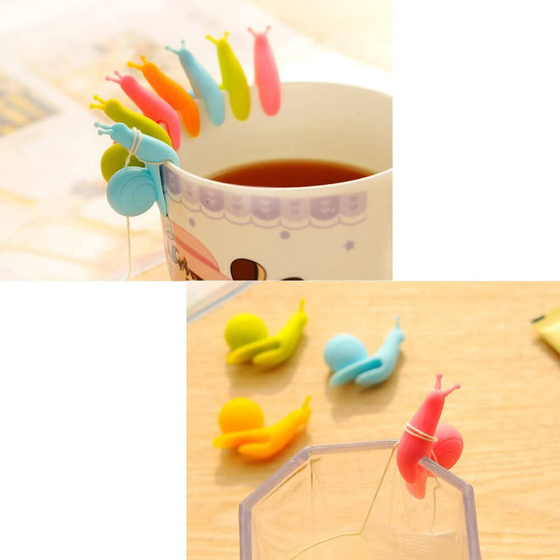 CM Pack of 30 Snail Shape Silicone Tea Bag Holder Clip Drink Markers for Cup Mug