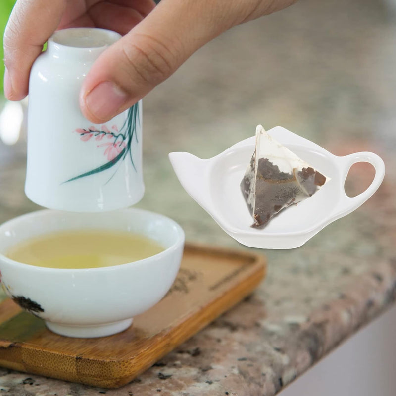 2Pcs Tea Bag Coasters Ceramic Tea Bag Holder Saucer Tea Bag Plate Tea Bag Teaspoon Rest Seasoning Dish Snack Plate for Home Tea Party